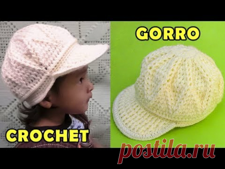 Gorra tejido a crochet para niños de 1 a 3 años, fácil de hacer - YouTube