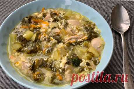 Щавелевый суп с яйцом и с курицей