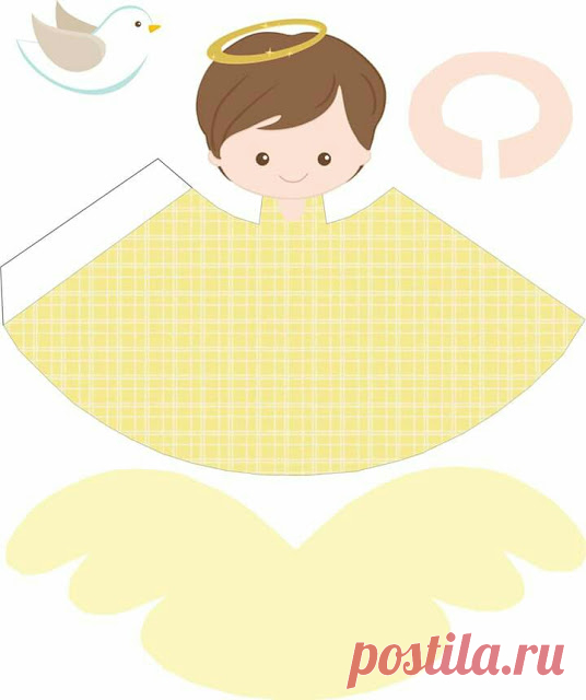 Free Printable 3D Brunette Angel in Yellow. | Oh My First Communion!
