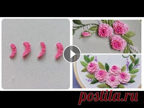 МК. Объемная вышивка.  Наборный стежок. Volume embroidery. Set stitch. Научимся делать наборный стежок на одну и на две иглы. Этот стежок нужен для вышивки розы. Для работы потребуются: ткань ( у меня габардин), пяльцы ( ...