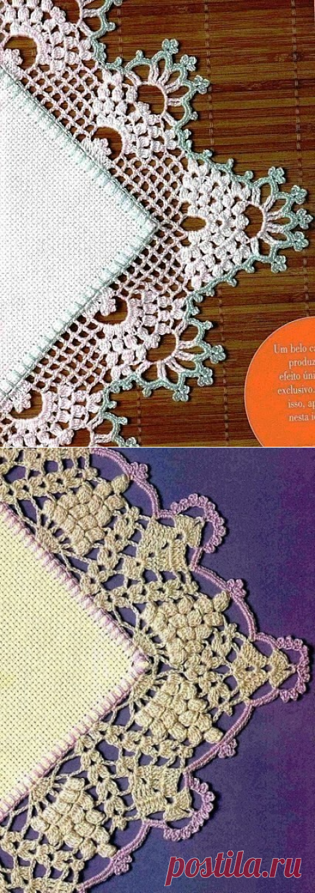 Модели вязания со схемами и описаниями: Обвязка края крючком. Несколько вариантов со схемами.