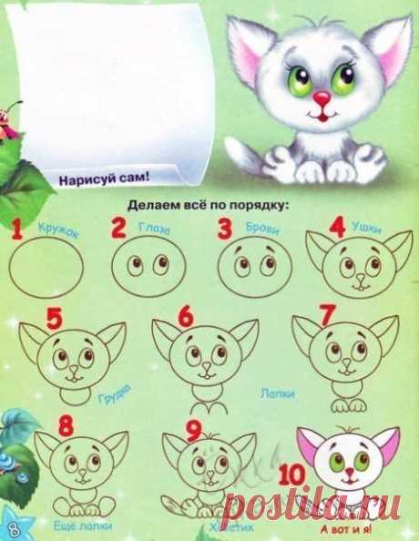 Уроки рисования: как нарисовать котенка, ежика, бабочку, гусеницу, пингвина, цыпленка - Поделки с детьми | Деткиподелки