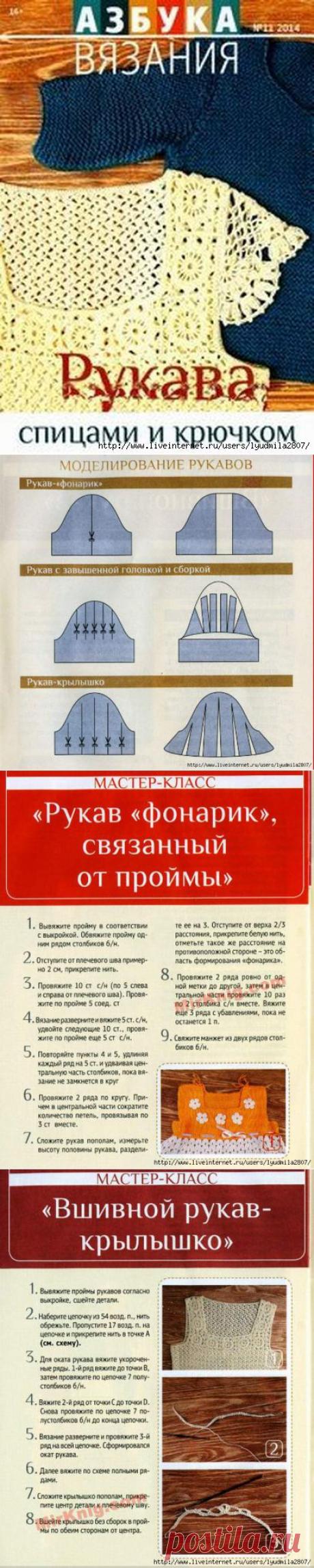 Моделирование рукавов при вязании спицами и крючком