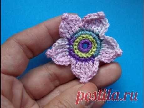 Crochet flower pattern for free - Вязаный цветок Урок 57