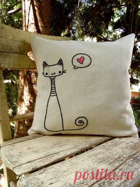 Pillow VII  Hand Embroidered Pillow Cover 40x40 cm by NIARMENA,