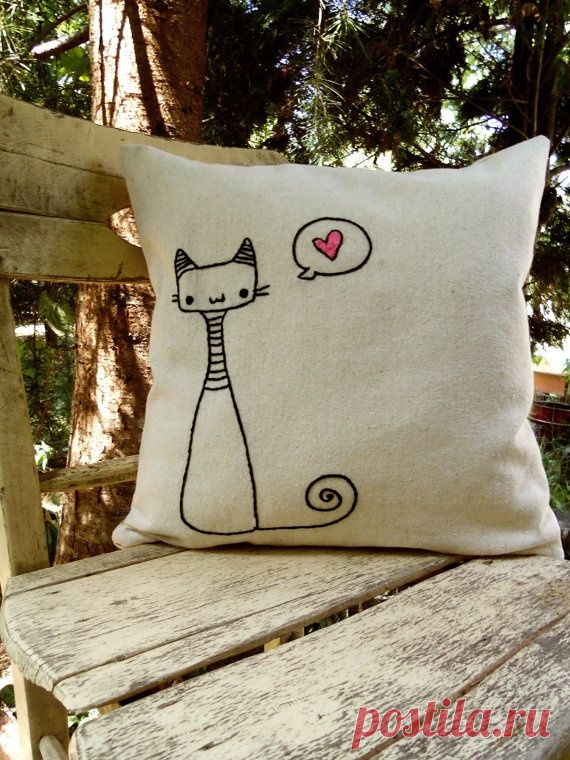 Pillow VII  Hand Embroidered Pillow Cover 40x40 cm by NIARMENA,
