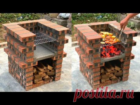 Creative Kitchen Grill From Red Bricks - Creative Projects From Cement