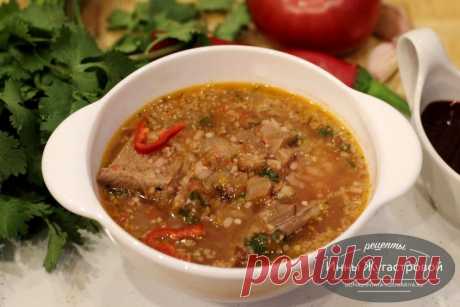 !!! Суп харчо с соусом ткемали и грецкими орехами на говяжьем бульоне Хочу харчо! Тем более, что меня угостили домашним соусом ткемали, есть грецкие орехи, а н