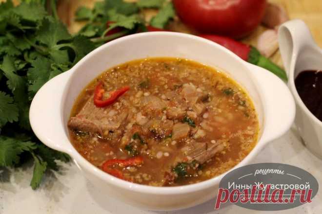 !!! Суп харчо с соусом ткемали и грецкими орехами на говяжьем бульоне Хочу харчо! Тем более, что меня угостили домашним соусом ткемали, есть грецкие орехи, а н