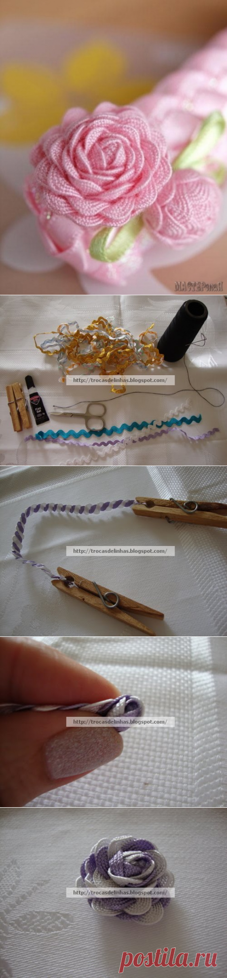 Нежнейшая розочка из тесьмы зиг-заг — Сделай сам, идеи для творчества - DIY Ideas