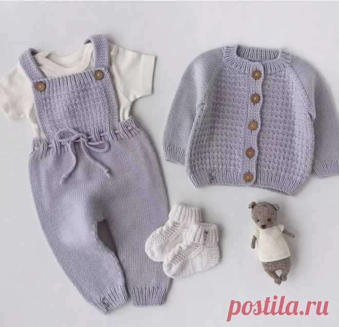 Схема простого узора для детских вещей, сваязанных спицами