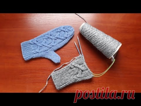 Шапка, варежки спицами. Вязание + розыгрыш подарка. Часть 5. Начало варежки.
