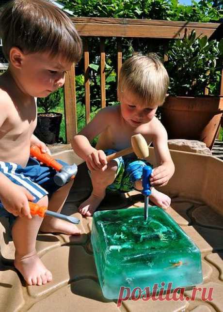 (349) frozen block of ice with buried animals, dinos, or whatever in it so the kids can excavate it. | KIDS PLAY and KIDS TOYS