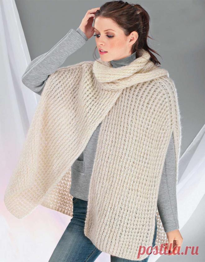 Накидка с шарфом - схема вязания спицами. Вяжем Накидки на Verena.ru