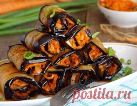 Рулетики из баклажанов с чесноком и корейской морковкой - рецепт приготовления с фото от Maggi.ru