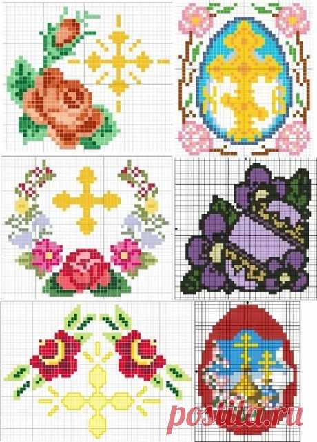 Пасхальная вышивка. Маленькие схемы для детей..