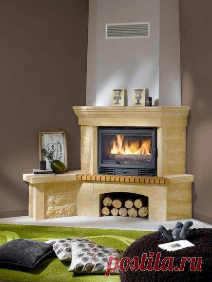 Solo 08 Угловой вариант с боковой скамьёй и нижней дровницей - каталог топки для каминов