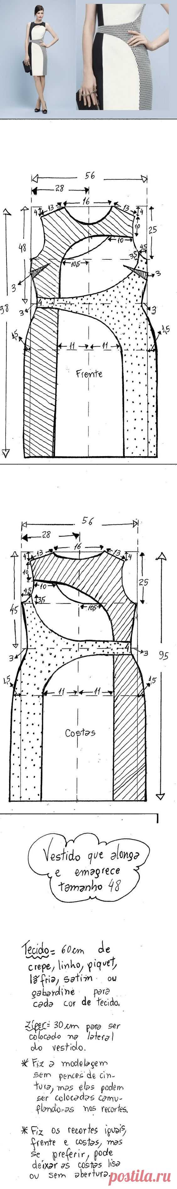 Vestido que alonga e afina a silhueta. Publicado em 23/09/2016 por marleneglaumar2002 em costura e acabamento, modelagem. Uma modelagem que veste bem magrinhas e cheinhas com esquema de modelagem do 36 ao 56.