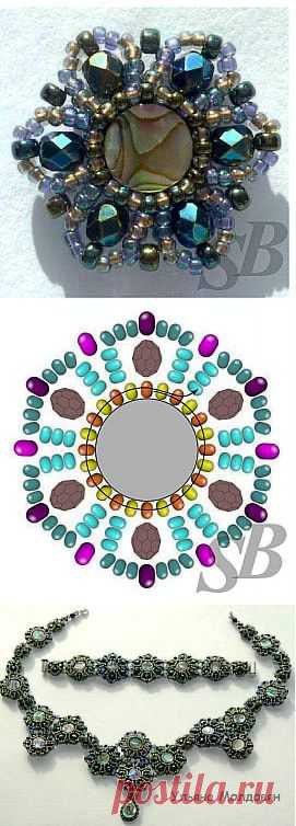 Оплетеная бусина к колье "Мечта" | Салон Эксклюзивного Бисера beading patterns free