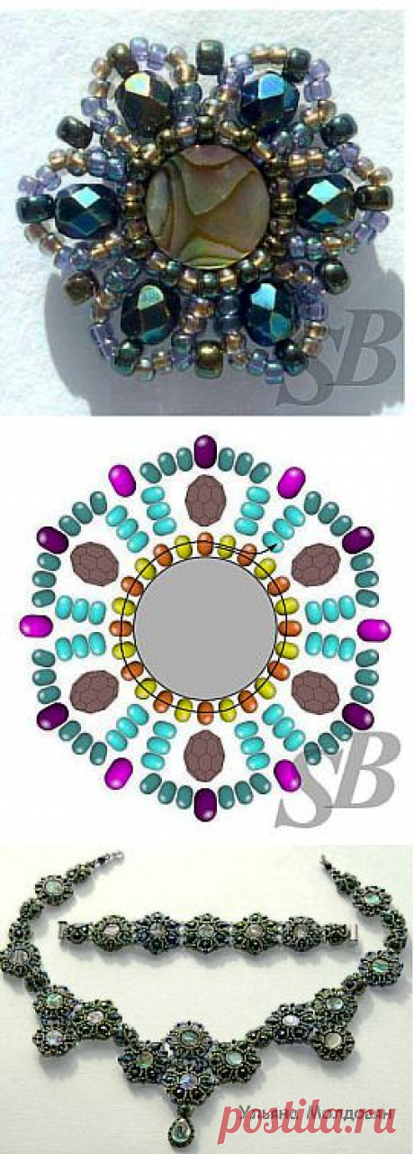 Оплетеная бусина к колье &quot;Мечта&quot; | Салон Эксклюзивного Бисера beading patterns free