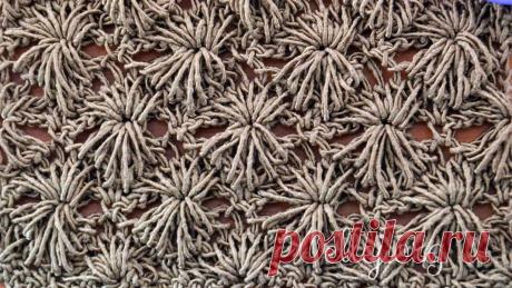 Узор Морские Ежи | Вязание крючком от Елены Кожухарь. Узор можно в одном цвете или повторять цвет каждые два ряда — это на ваш вкус.