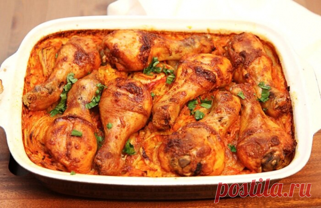 Запекаю куриные ножки на рисовой 