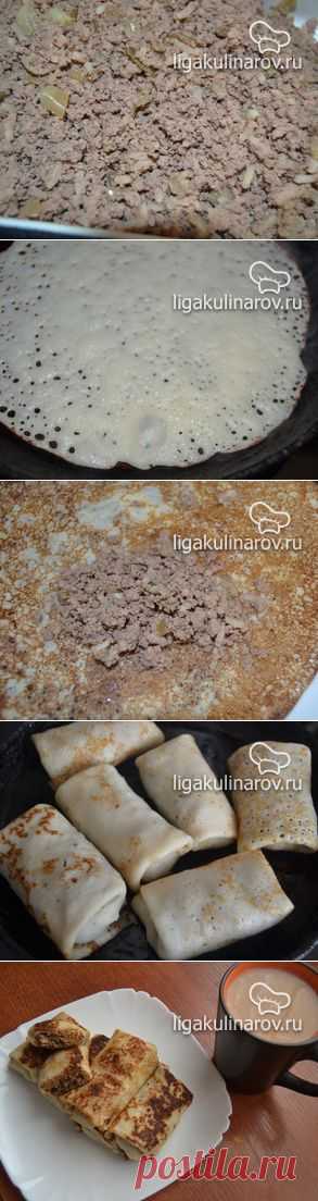 Фаршированные печенью блины рецепт пошаговый Лиги Кулинаров. Рецепт фаршированных печенью блинов, рецепты Лиги Кулинаров.