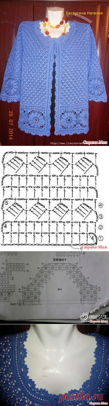Классический ажурный жакет крючком