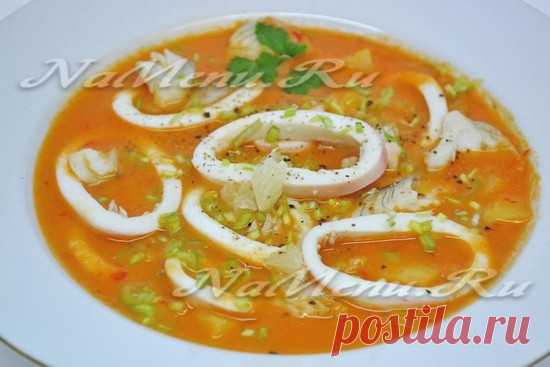 Рыбный крем-суп с кальмарами