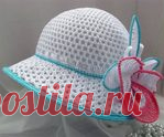 Вязаная панама с ажурной орхидеей