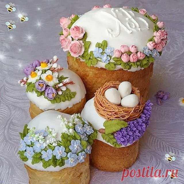 Какое красивое оформление куличей!