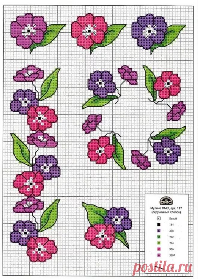 Подборка простых и маленьких схем вышивки крестом с цветами для начинающих. | e-PATTERN Схемы вышивки крестом | Яндекс Дзен