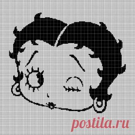 Схема вышивки крестом силуэта лица Бетти Буп в формате pdf