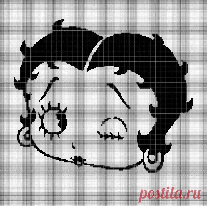 Схема вышивки крестом силуэта лица Бетти Буп в формате pdf