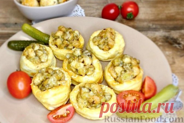 Рецепт: Волованы с курицей и грибами на RussianFood.com