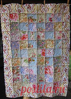 Shabby Chic Soft Rose Applique Baby Rag Quilt | shabby chic