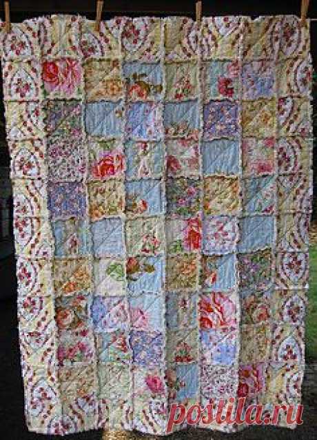 Shabby Chic Soft Rose Applique Baby Rag Quilt | shabby chic