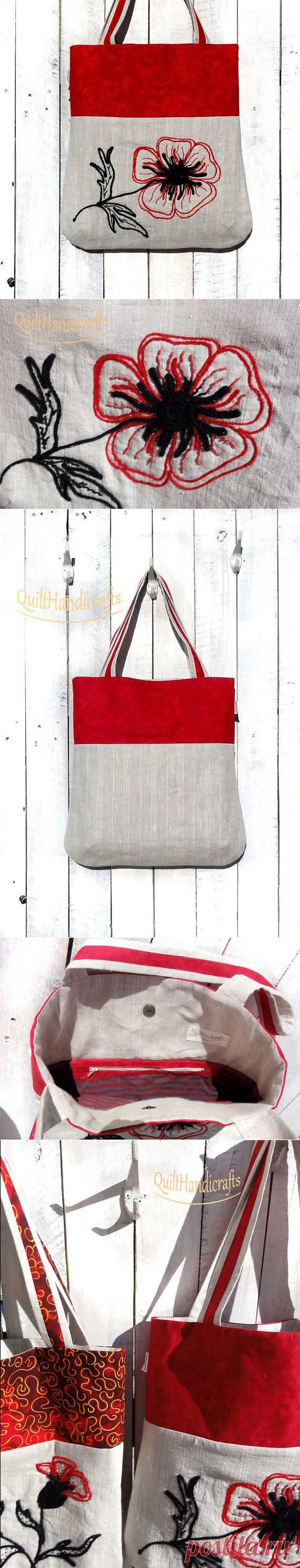 Beach bag Tote bag for women Bright bag by QuiltHandicrafts