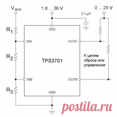TPS3701 – сдвоенный «оконный» компаратор с опорным источником