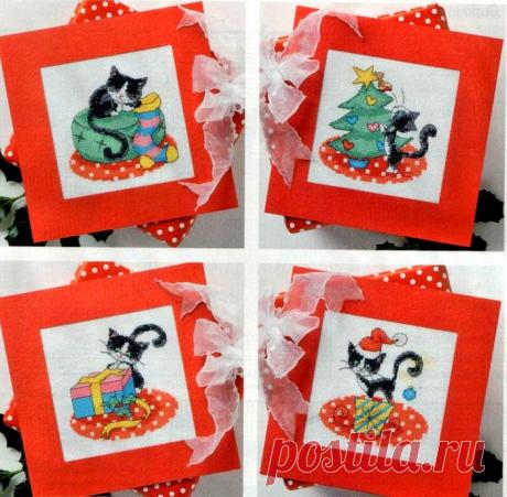 ВЫШИВКА-НОВОГОДНИЕ КОТЯТА