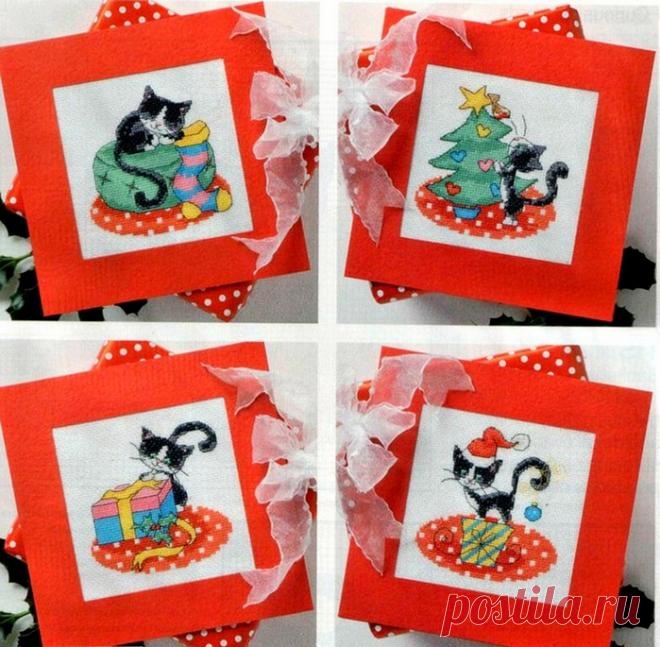 ВЫШИВКА-НОВОГОДНИЕ КОТЯТА