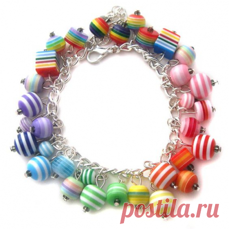Rainbow Stripey Bead Bracelet by fairy-cakes on DeviantArt