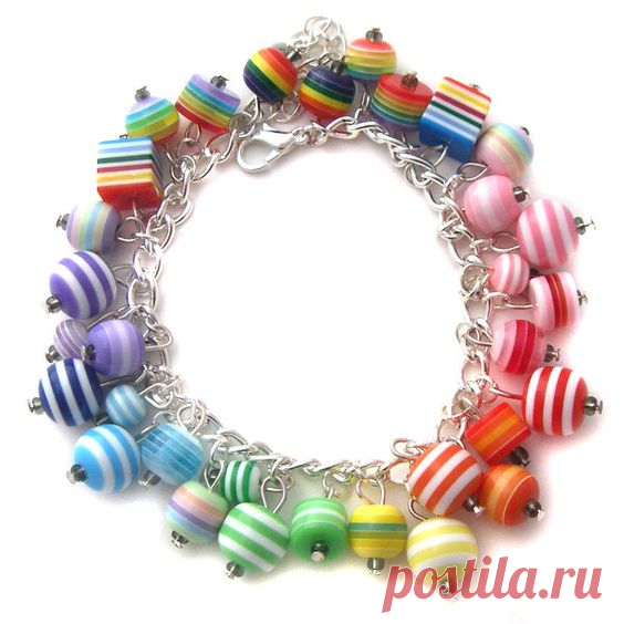 Rainbow Stripey Bead Bracelet by fairy-cakes on DeviantArt
