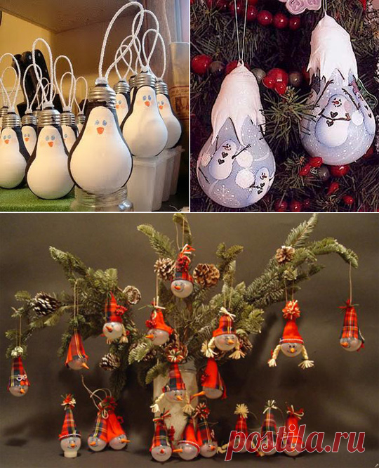 Елочные игрушки своими руками из лампочек