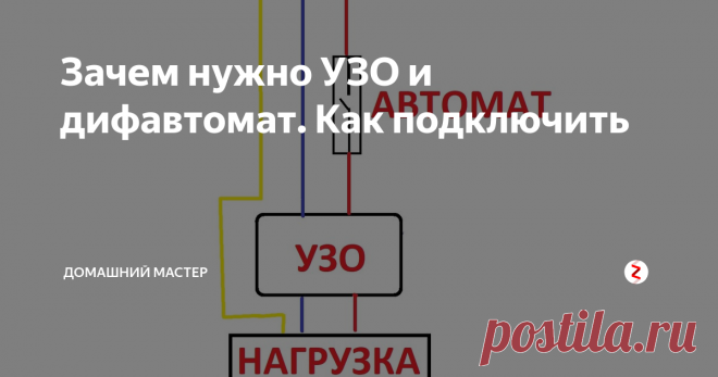 Зачем нужно УЗО и дифавтомат.                            Как подключить Здравствуйте, дорогие читатели. Установка УЗО в домашнюю электросеть давно стала элементарным мероприятием, но многие не знают зачем это делается. Да и цена на этот аппарат гораздо выше цены на простой автомат.
УЗО- устройство защитного отключения. Служит для отключения напряжения при утечке тока. А для чего служит автомат?  Автомат служит для защиты от короткого замыкания и для защиты от перегруз
