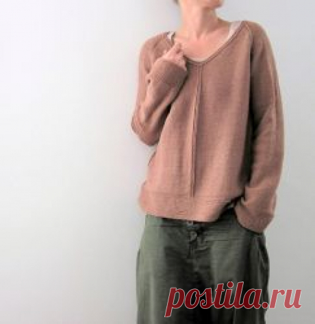 Пуловер регланом спицами Carina