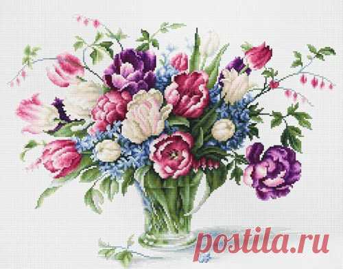 Вышивка "Тюльпаны" | Скачать схему бесплатно на сайте Stitchart.net