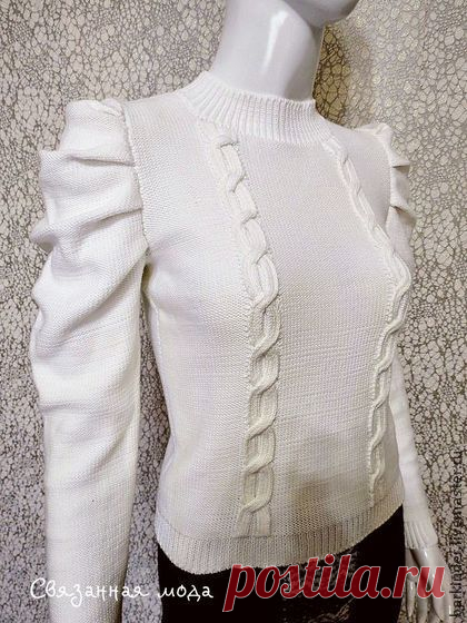 Вязаный пуловер с косами  "Darling" - белый,пуловер женский,женский пуловер