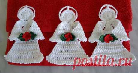 Кайма с ангелами для обвязки крючком - Handmade-Paradise Кайма с ангелами для обвязки крючком для декорирования полотенца, салфетки или скатерти к приближающимся праздникам - Ному году и Рождеству