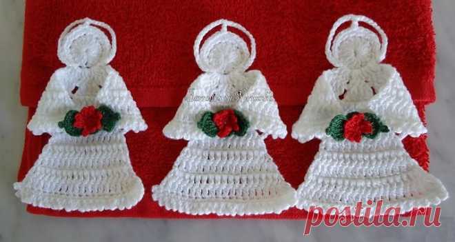 Кайма с ангелами для обвязки крючком - Handmade-Paradise Кайма с ангелами для обвязки крючком для декорирования полотенца, салфетки или скатерти к приближающимся праздникам - Ному году и Рождеству